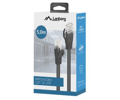 Lanberg Kabel sieciowy Patchcord Cat.5E 5 mb Czarny